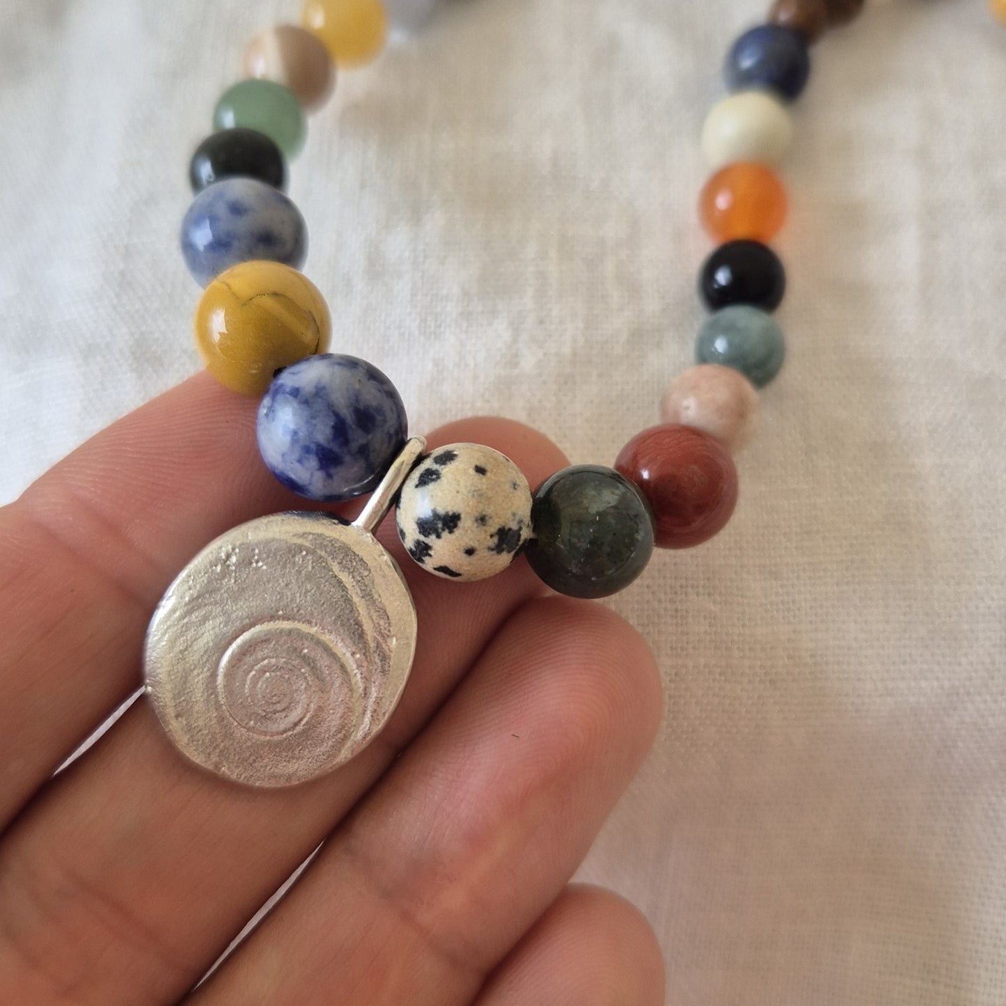 Sandcast Shell Pendant Gemstone Necklace