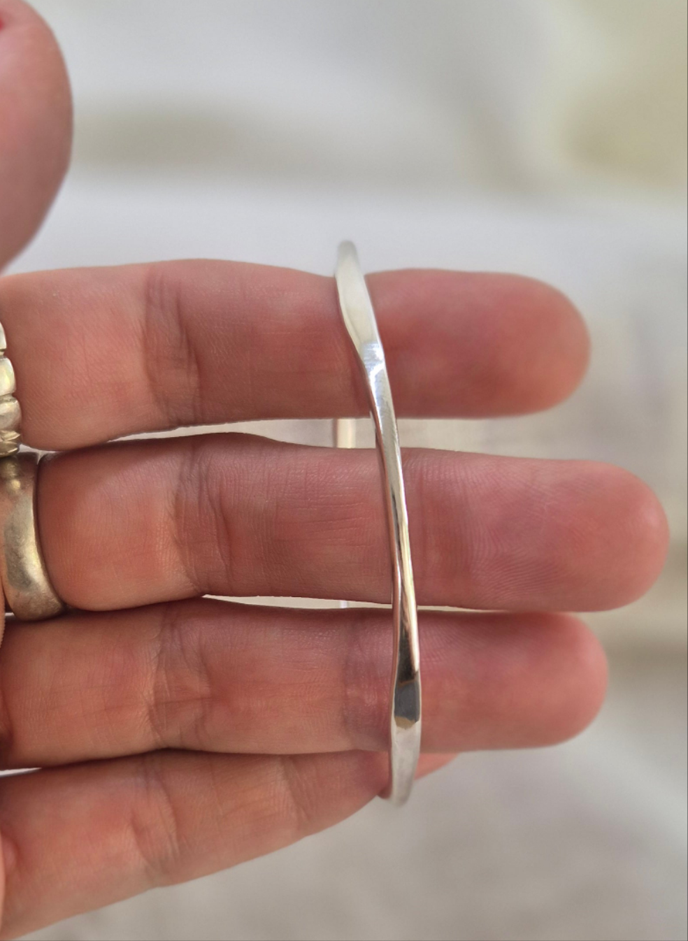 Organic hammered Silver Bangle - 64mm Ready to Ship