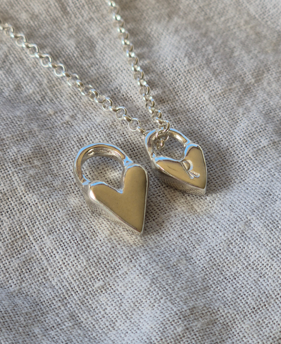 Mini Sterling Silver Sandcast Heart Charm
