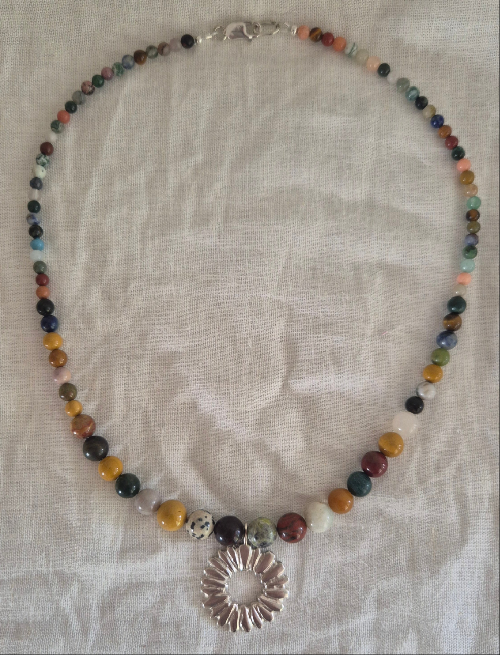 Sandcast Sunburst mixed bead necklace
