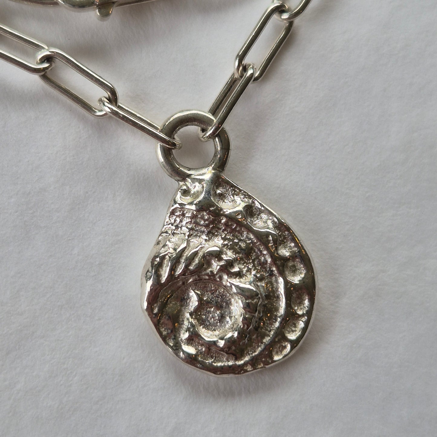 Abalone Sandcast Teardrop Pendant with Mixed Bead Necklace