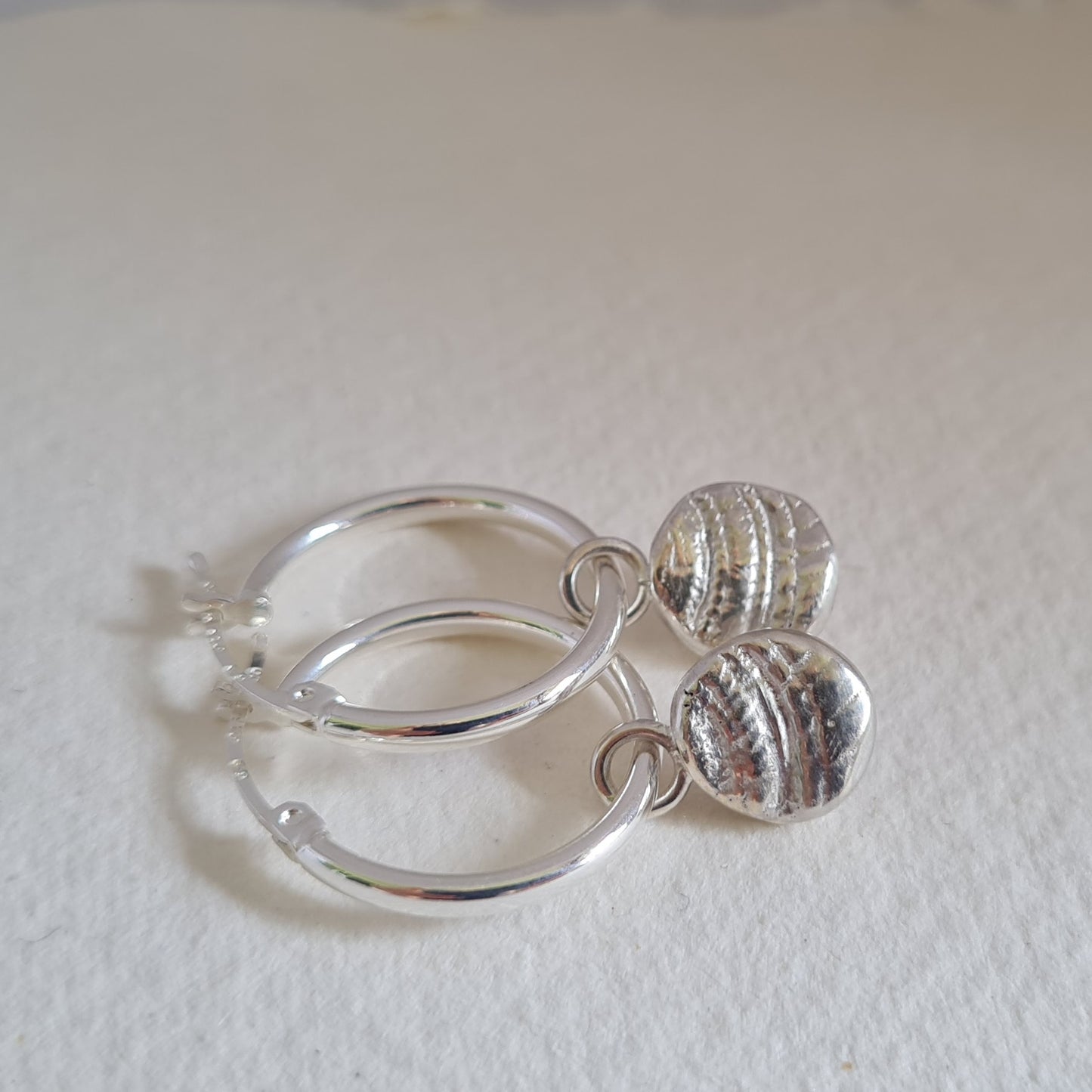 Sundial shell charms on 20mm hoops