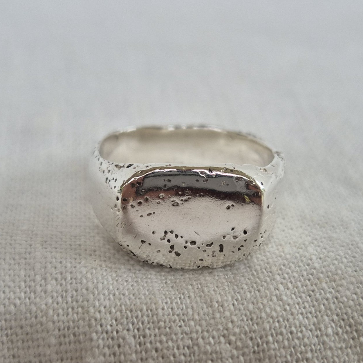 Sandcast Square Signet Ring - size 0 1/2