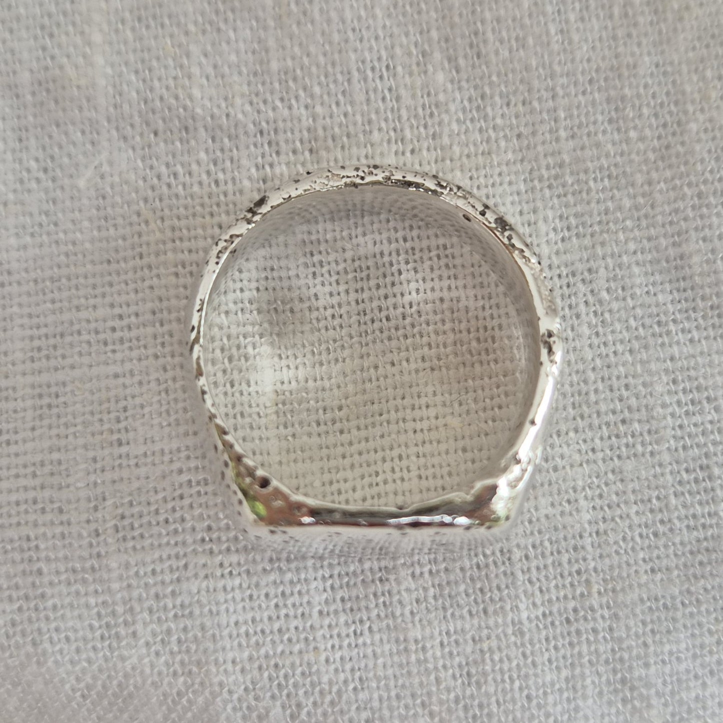 Sandcast Square Signet Ring - size 0 1/2