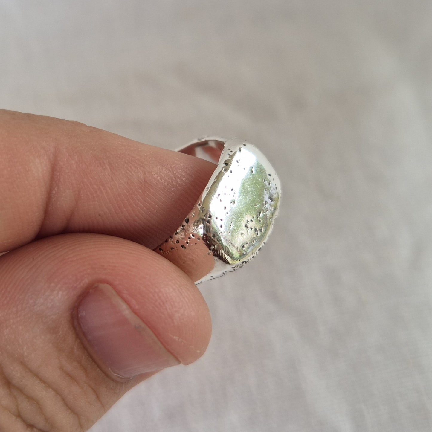 Sandcast Square Signet Ring - size 0 1/2