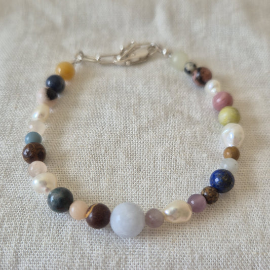 Mixed Gemstone & Pearl Bracelet - D