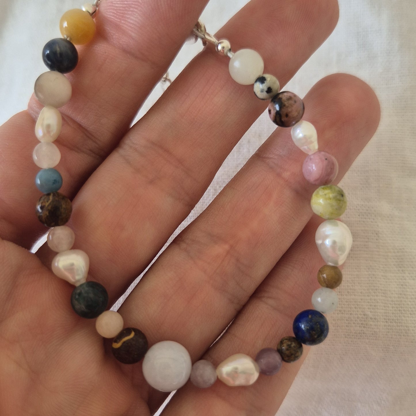 Mixed Gemstone & Pearl Bracelet - D