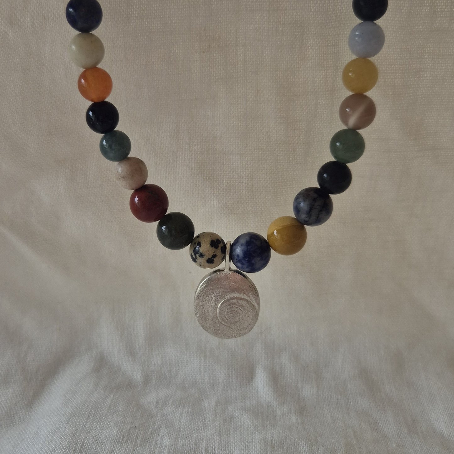 Sandcast Shell Pendant Gemstone Necklace