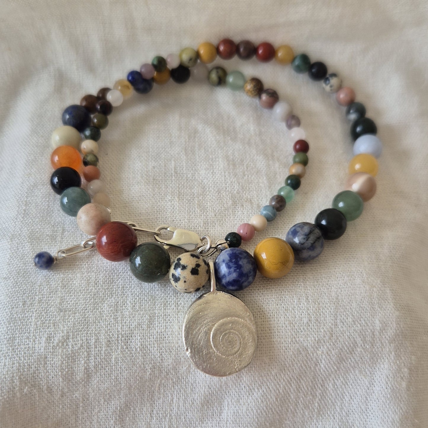 Sandcast Shell Pendant Gemstone Necklace