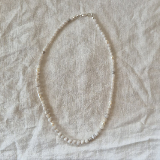 Crazy Lace Agate &amp; Keshi Pearl Necklace