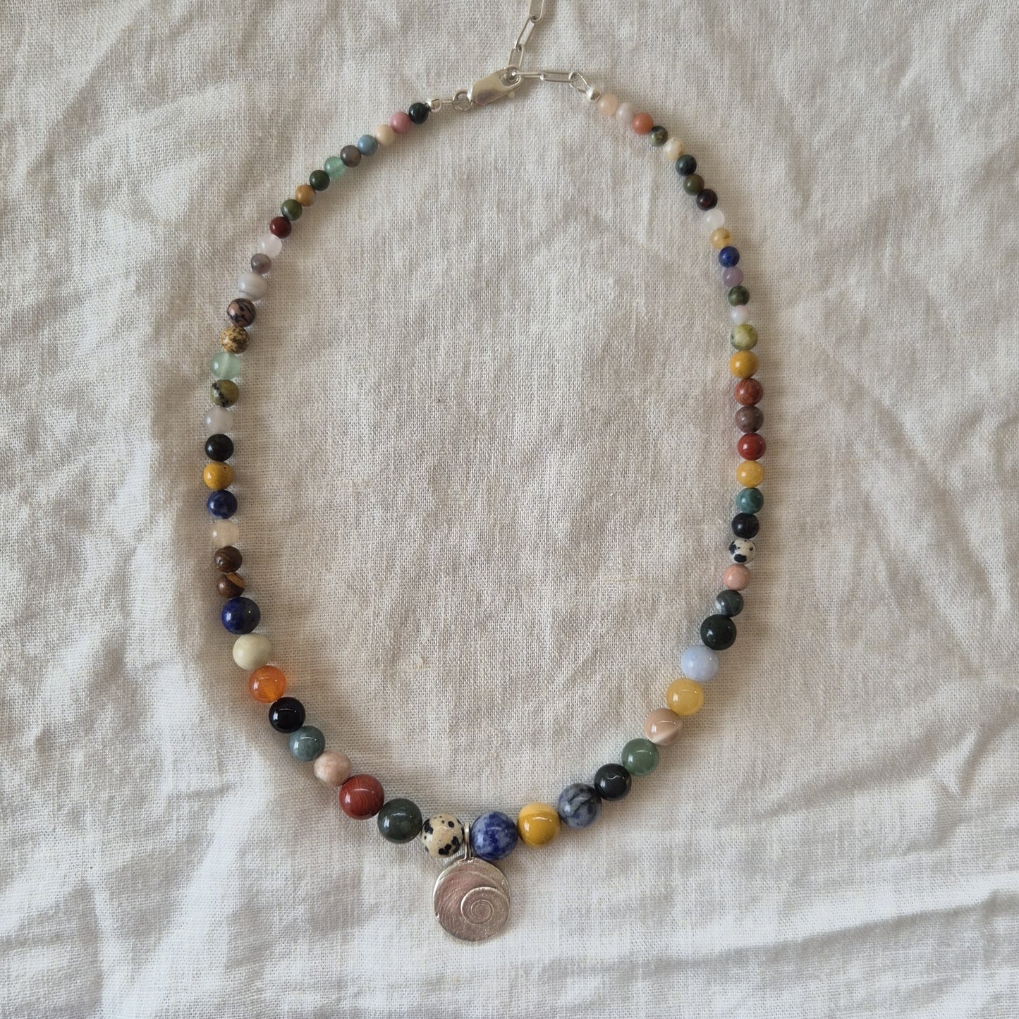 Sandcast Shell Pendant Gemstone Necklace