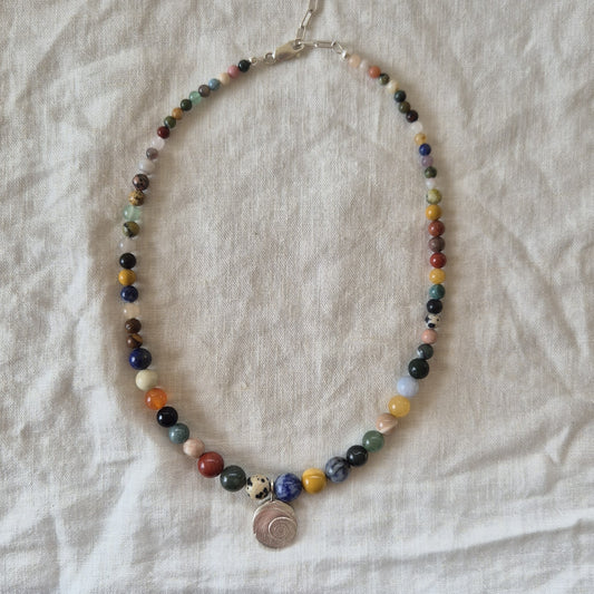 Sandcast Shell Pendant Gemstone Necklace