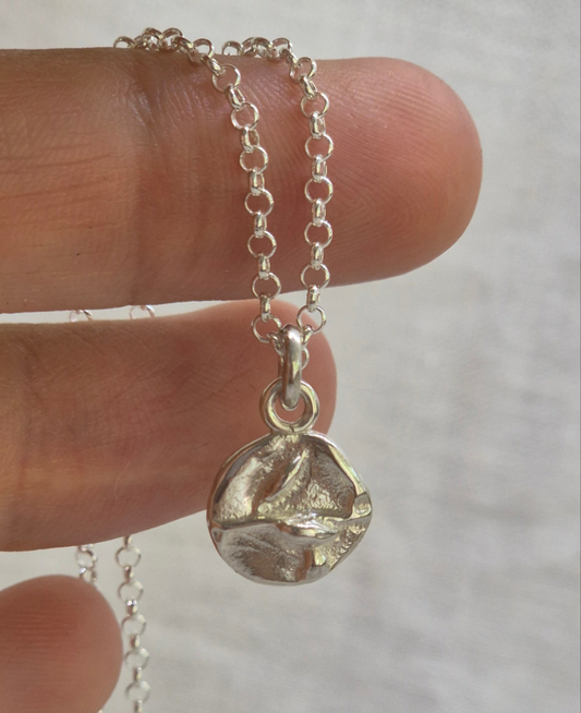 Flower sandcast charm necklace