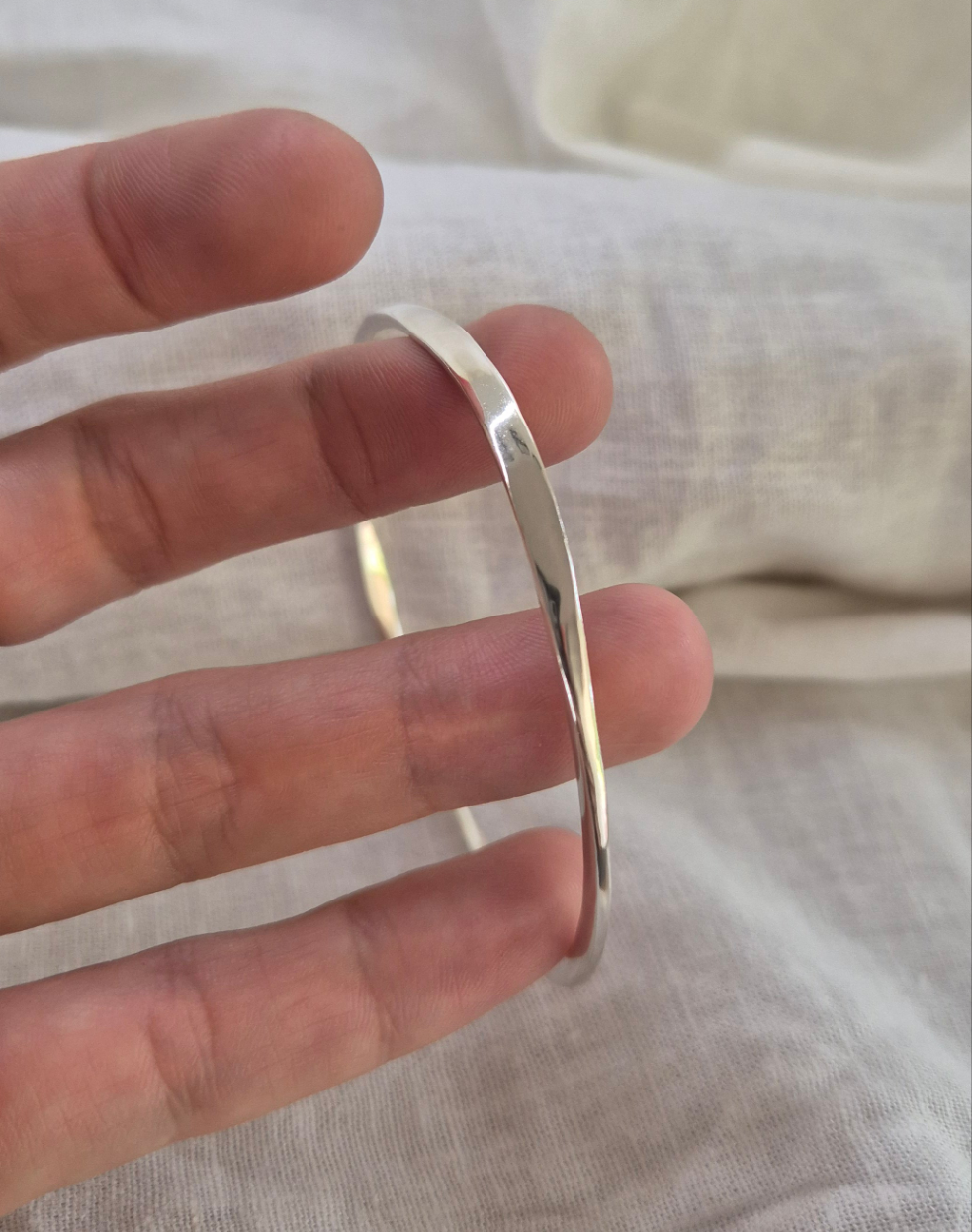 Organic hammered Silver Bangle - 68mm Ready to Ship