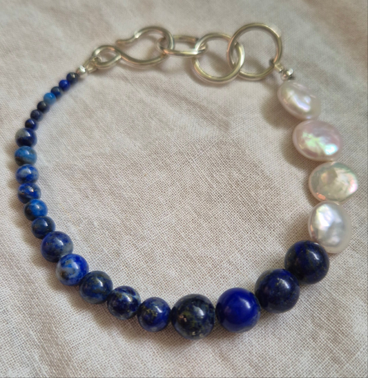 Lapis Lazuli & Coin Pearl Bracelet