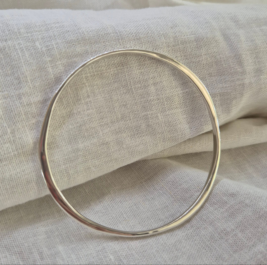Organic hammered Silver Bangle - 68mm Ready to Ship