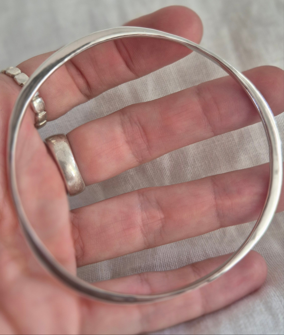 Organic hammered Silver Bangle - Made to order
