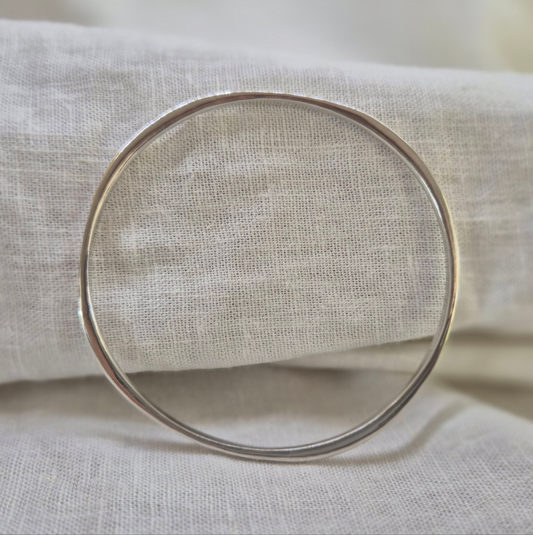 Organic hammered Silver Bangle - 64mm Ready to Ship
