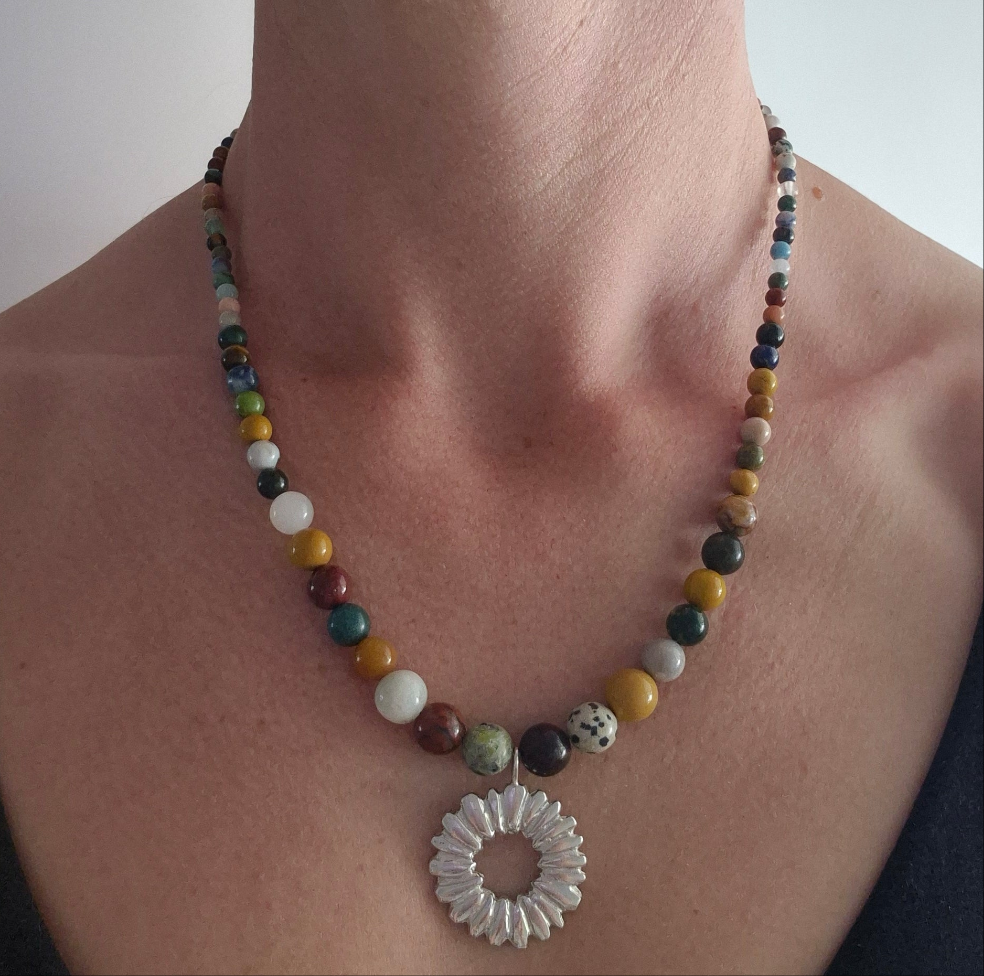 Sandcast Sunburst mixed bead necklace