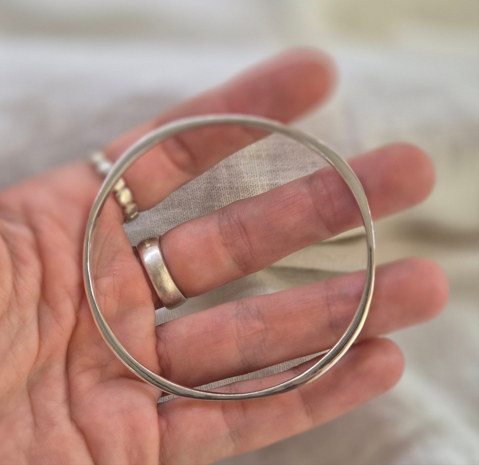 Organic hammered Silver Bangle - 64mm Ready to Ship