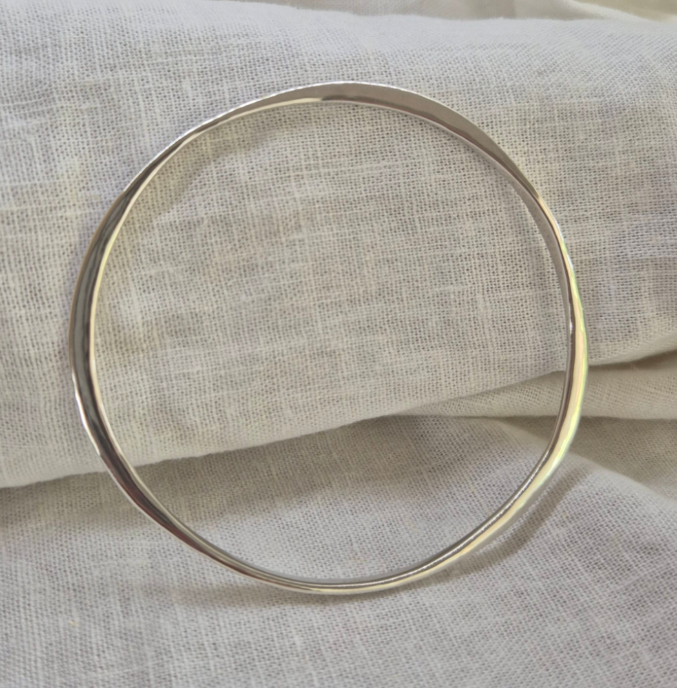 Organic hammered Silver Bangle - 71mm Ready to Ship