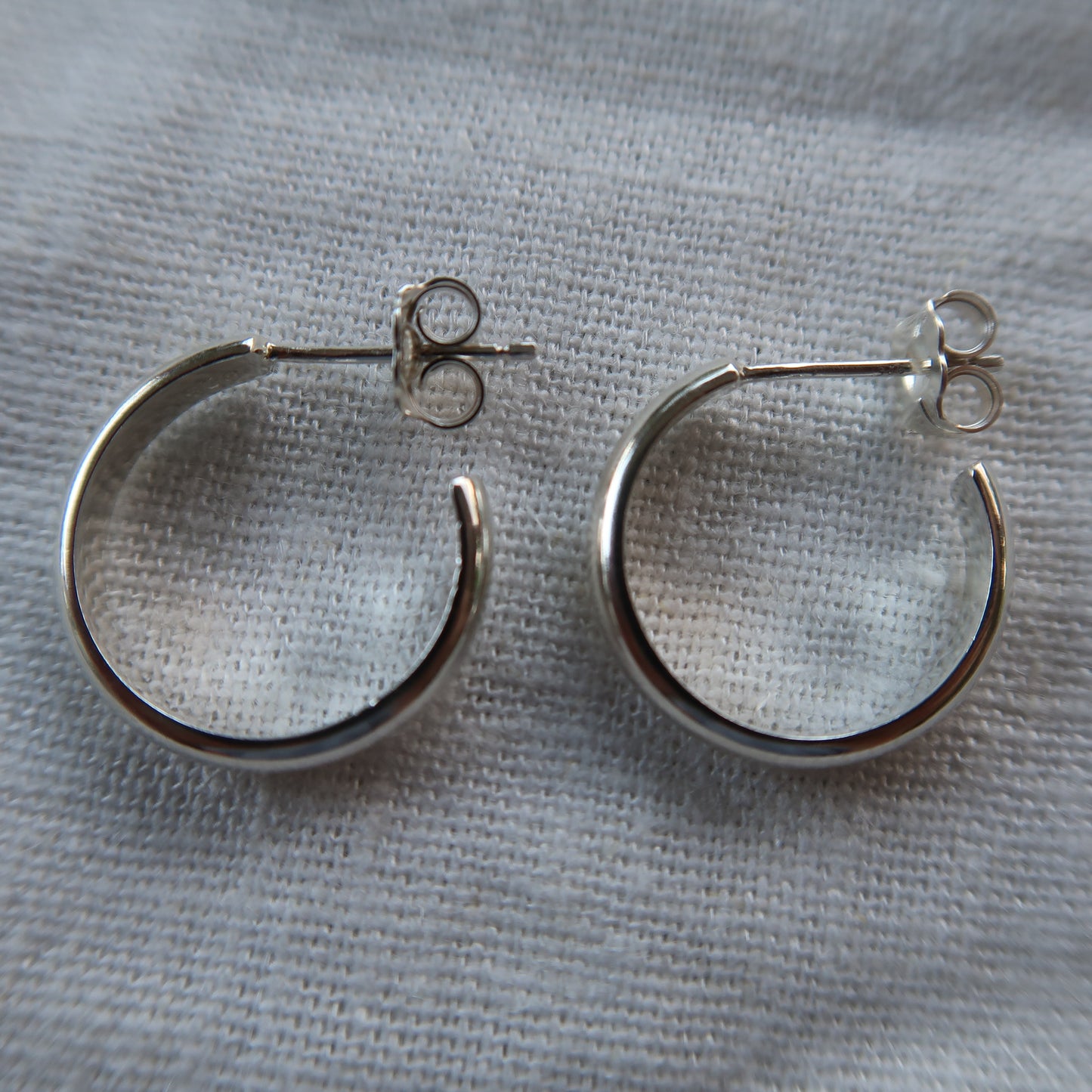 Half Round Silver Hoops