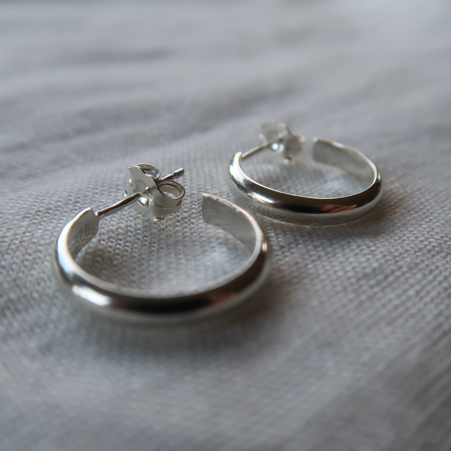 Half Round Silver Hoops