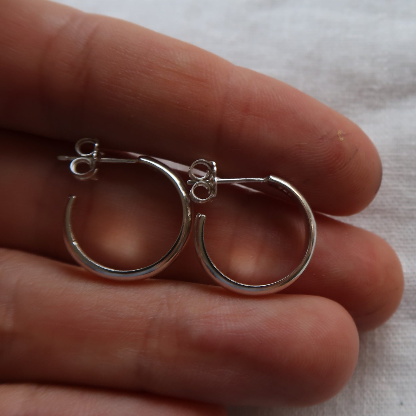Half Round Silver Hoops