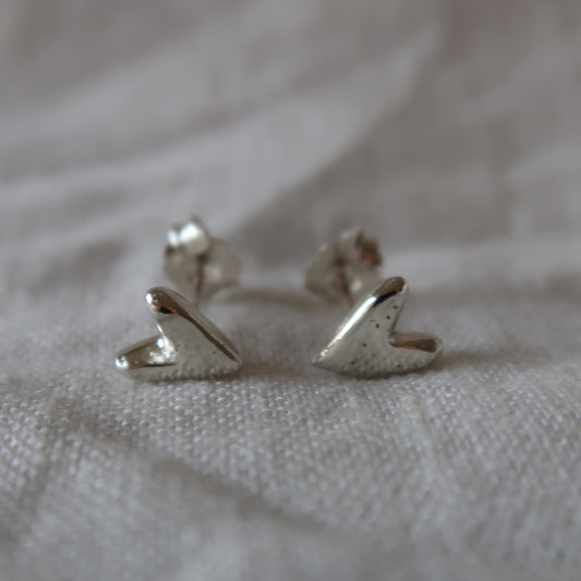Sandcast Heart Studs