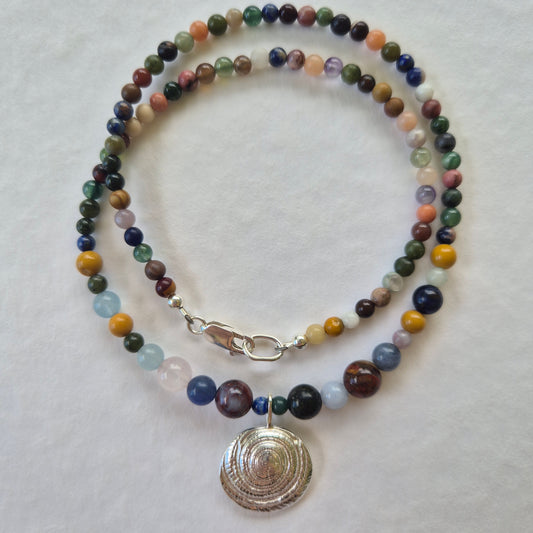 Sandcast Sundial Mixed Bead Necklace