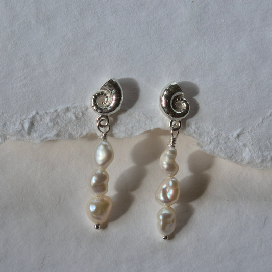Spirula shell with keishi pearl