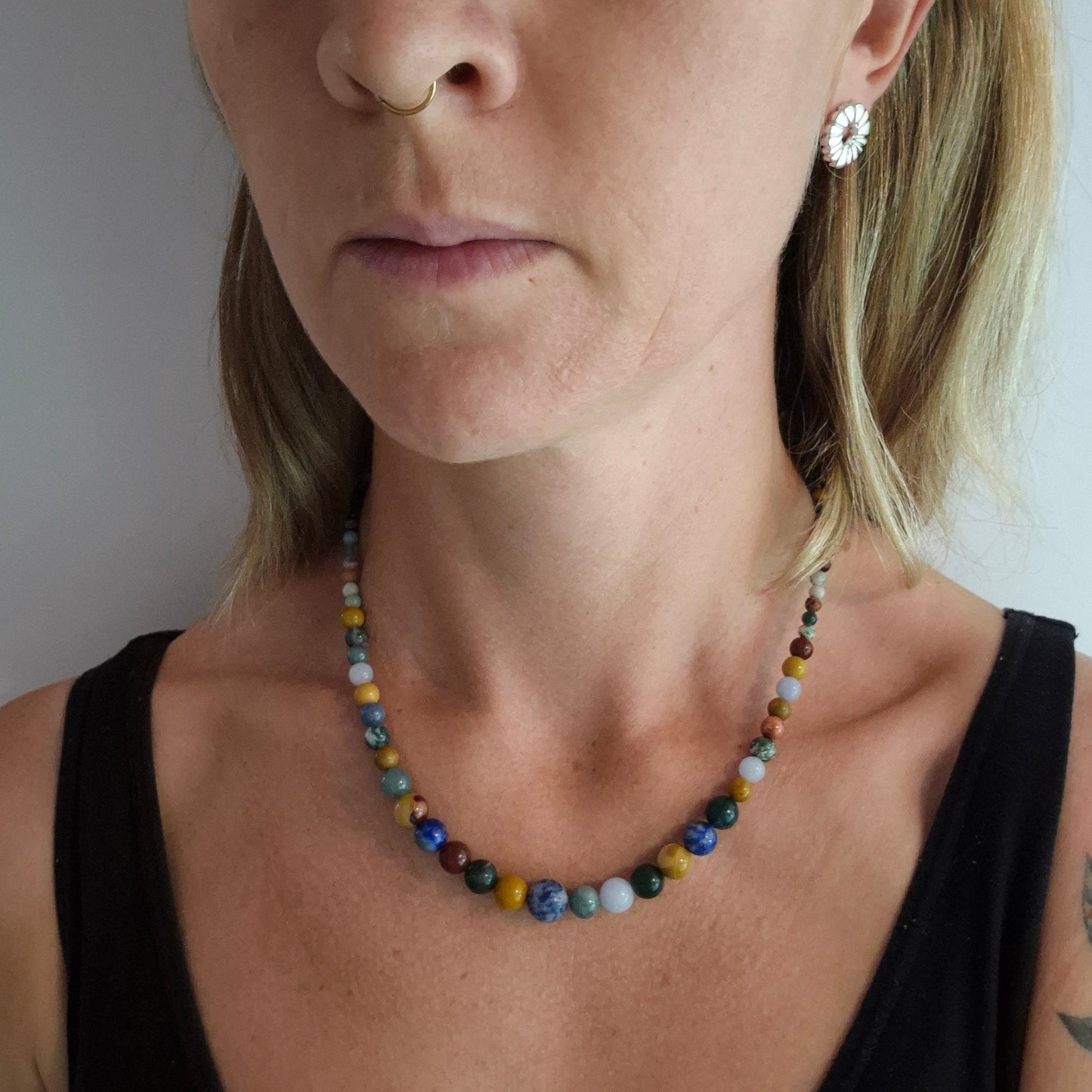 Mixed gemstone bead necklace
