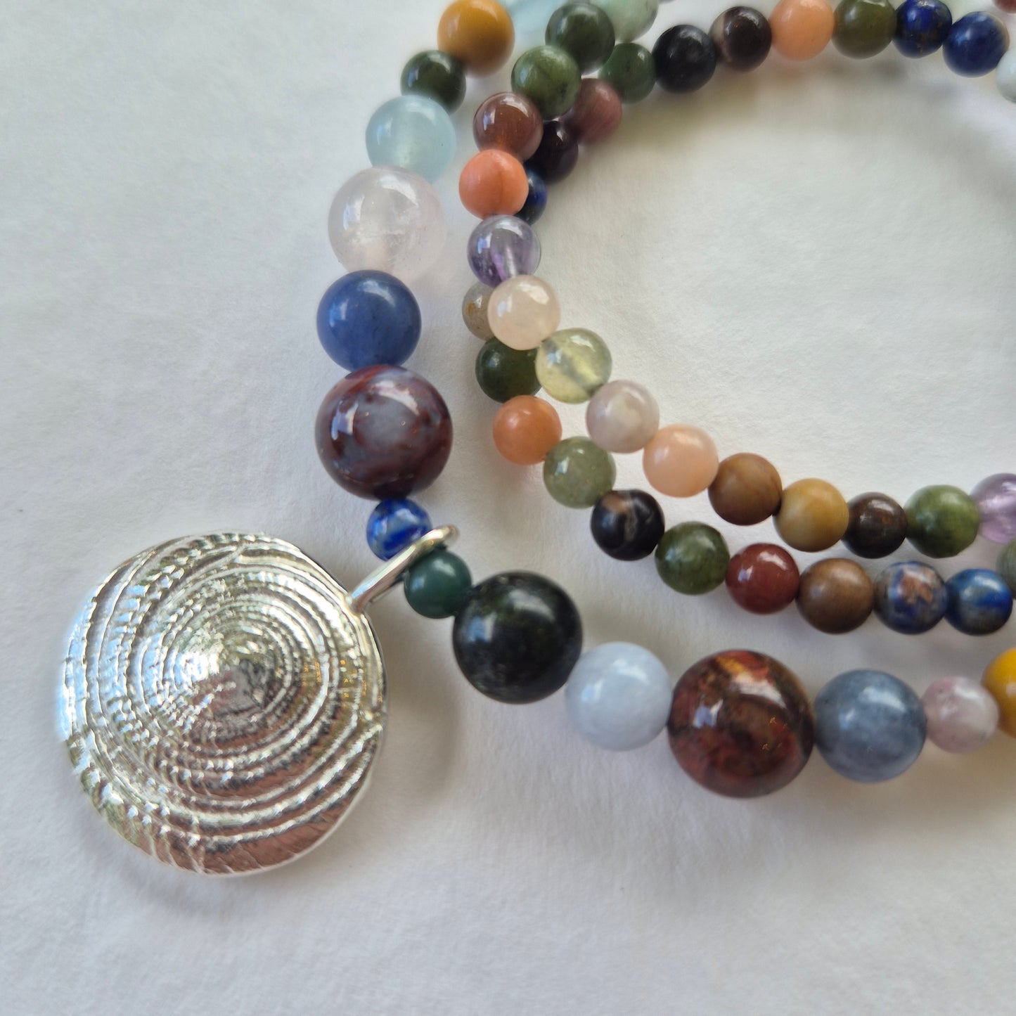 Sandcast Sundial Mixed Bead Necklace