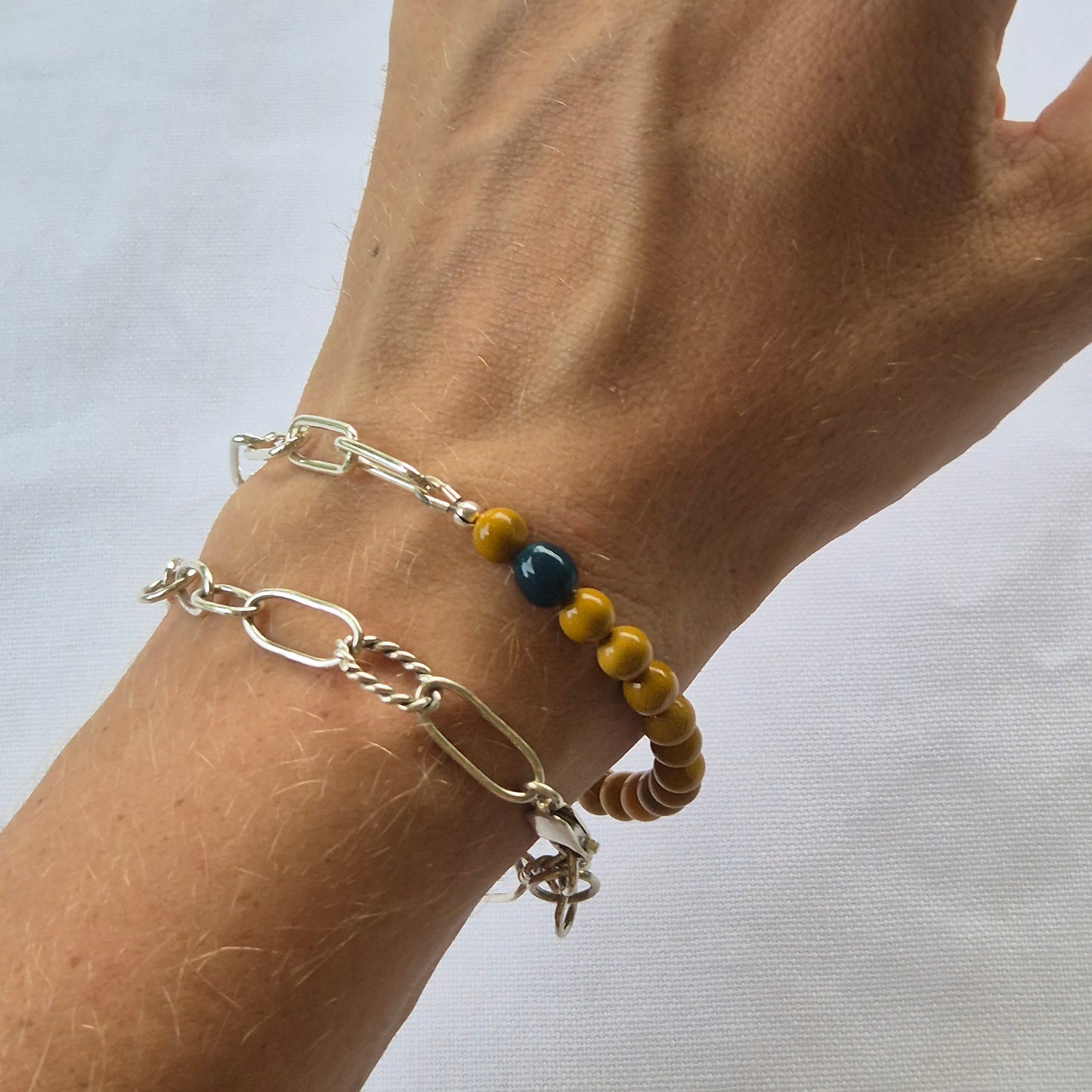 Mookaite and Glass Bead Bracelet v.1